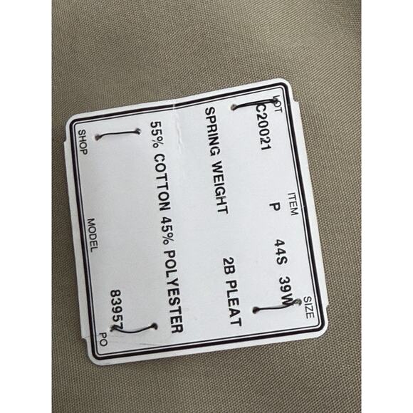 New JoS. A. Bank Tan Suit 44 Short x 39 Pleat Cotton/Poly Spring Weight NWT $350 - Picture 7 of 7